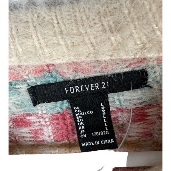 Forever 21 Womens sweater L Large Multicolor Fuzzy Soft Cozy Comfy Casual Cute - Picture 3 of 8